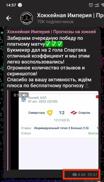 «Хоккейная империя» — подробный обзор проекта со ставками на спорт, отзывы о телеграм-канале