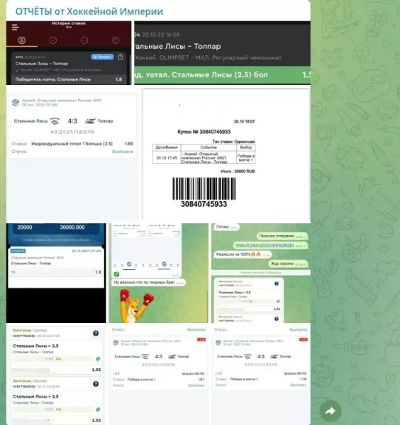 «Хоккейная империя» — подробный обзор проекта со ставками на спорт, отзывы о телеграм-канале