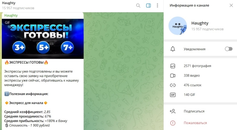 Haughty — обзор услуг телеграм-канала, отзывы