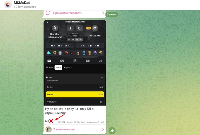 M&msdad — проходимость ставок из телеграм-канала, отзывы
