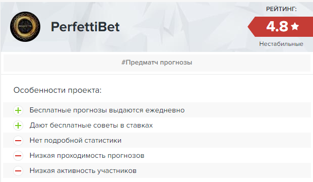 Perfettibet — сливы на капперские прогнозы, отзывы